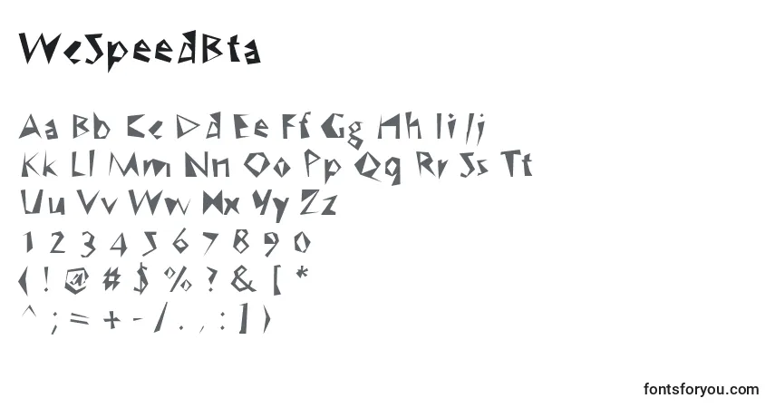 WcSpeedBta (43077) Font – alphabet, numbers, special characters