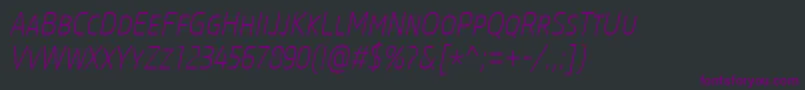 Шрифт CoreSansMSc27CnExtralightItalic – фиолетовые шрифты на чёрном фоне