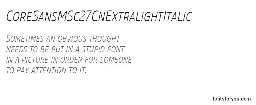 Обзор шрифта CoreSansMSc27CnExtralightItalic