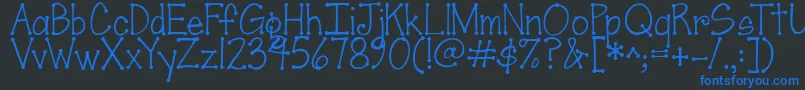 Jandascrapgirldots-Schriftart – Blaue Schriften auf schwarzem Hintergrund