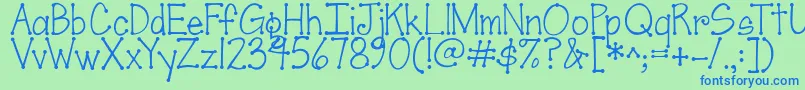 Jandascrapgirldots-fontti – siniset fontit vihreällä taustalla