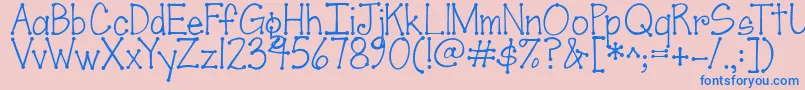 Jandascrapgirldots Font – Blue Fonts on Pink Background