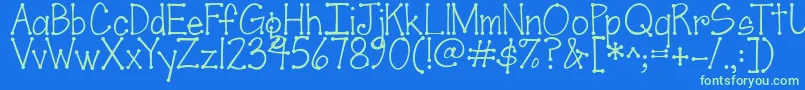Jandascrapgirldots Font – Green Fonts on Blue Background