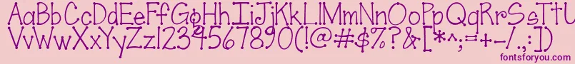 Jandascrapgirldots-Schriftart – Violette Schriften auf rosa Hintergrund