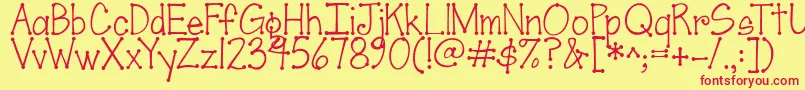 Jandascrapgirldots Font – Red Fonts on Yellow Background