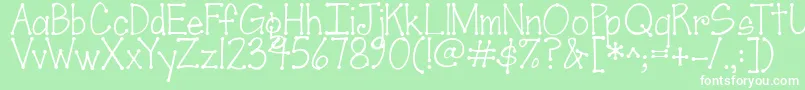 フォントJandascrapgirldots – 緑の背景に白い文字