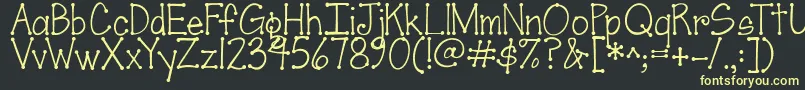 Jandascrapgirldots-Schriftart – Gelbe Schriften auf schwarzem Hintergrund