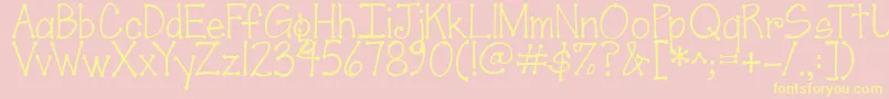 Jandascrapgirldots-Schriftart – Gelbe Schriften auf rosa Hintergrund