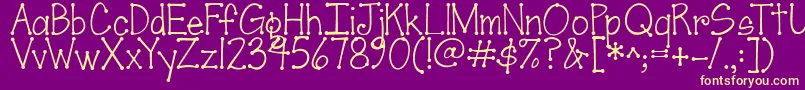 Jandascrapgirldots-Schriftart – Gelbe Schriften auf violettem Hintergrund