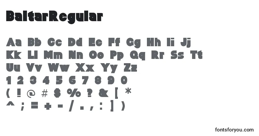 BaltarRegularフォント–アルファベット、数字、特殊文字