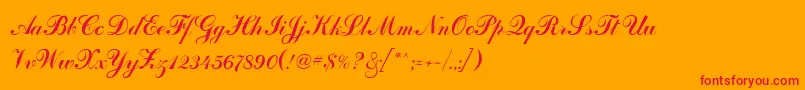 フォントArtscript – オレンジの背景に赤い文字