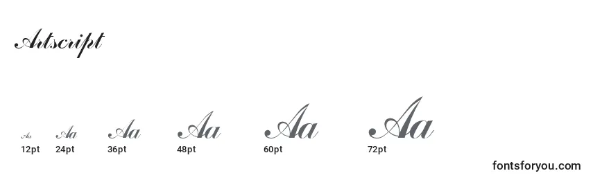 Размеры шрифта Artscript