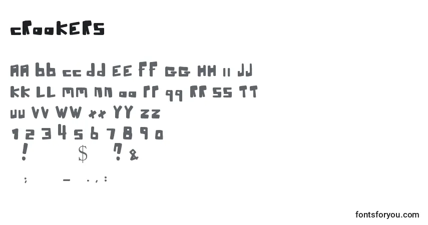 Czcionka Crookers – alfabet, cyfry, specjalne znaki