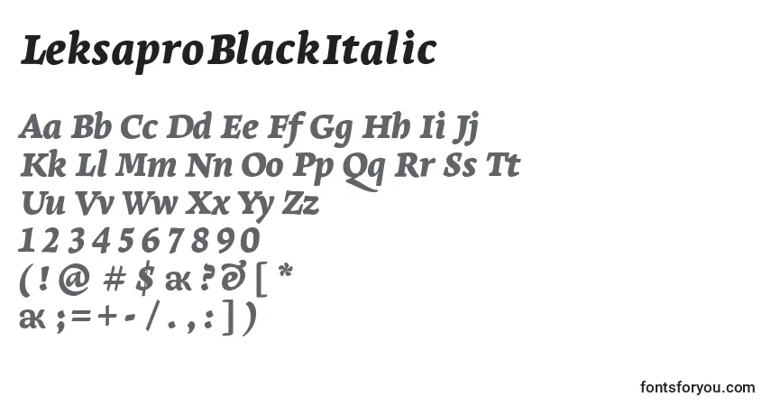 Шрифт LeksaproBlackItalic – алфавит, цифры, специальные символы