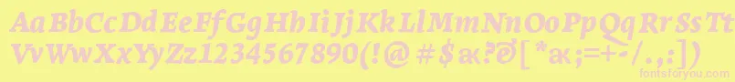 LeksaproBlackItalic Font – Pink Fonts on Yellow Background