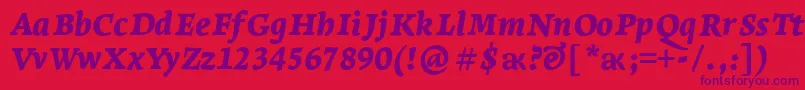Шрифт LeksaproBlackItalic – фиолетовые шрифты на красном фоне