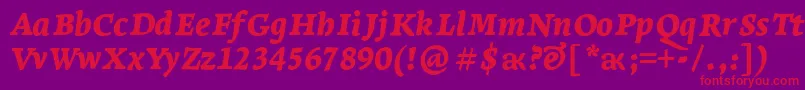 More about LeksaproBlackItalic Font LeksaproBlackItalic Font – Red Fonts on Purple Background
