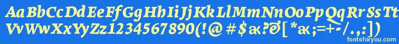 LeksaproBlackItalic Font – Yellow Fonts on Blue Background