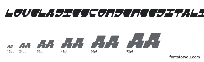 LoveladiesCondensedItalic Font Sizes