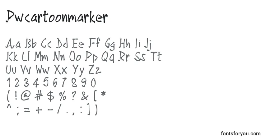 A fonte Pwcartoonmarker – alfabeto, números, caracteres especiais