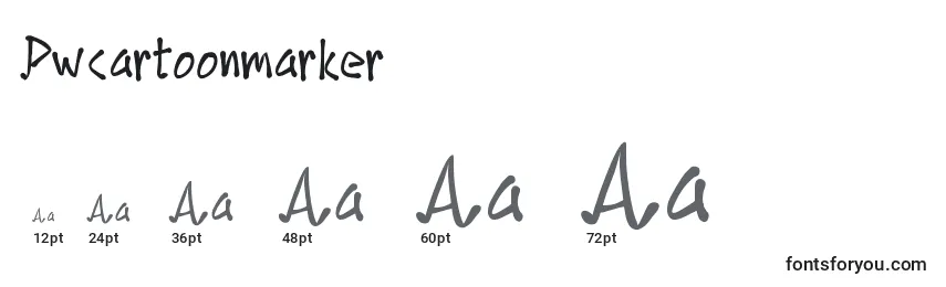 Размеры шрифта Pwcartoonmarker