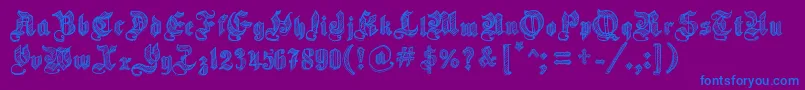 SketchGothicSchool-Schriftart – Blaue Schriften auf violettem Hintergrund