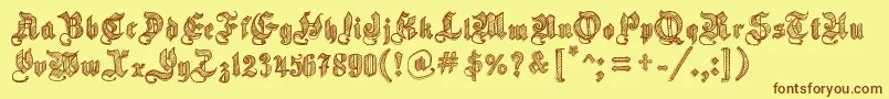 SketchGothicSchool Font – Brown Fonts on Yellow Background