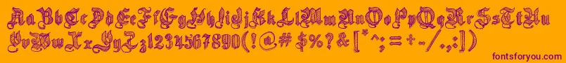 SketchGothicSchool Font – Purple Fonts on Orange Background