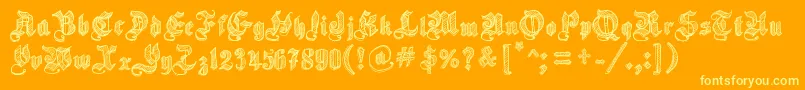 SketchGothicSchool Font – Yellow Fonts on Orange Background