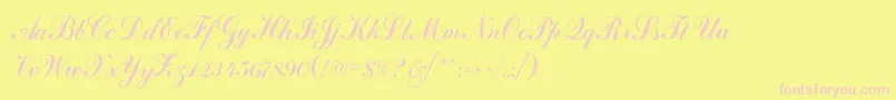 Artscriptc-fontti – vaaleanpunaiset fontit keltaisella taustalla