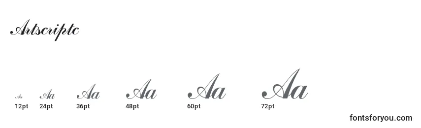 Размеры шрифта Artscriptc