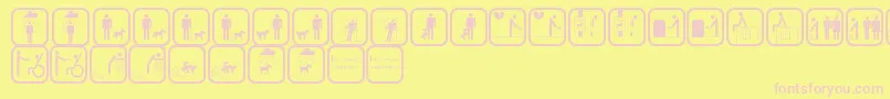 StickermanBadTimes-fontti – vaaleanpunaiset fontit keltaisella taustalla