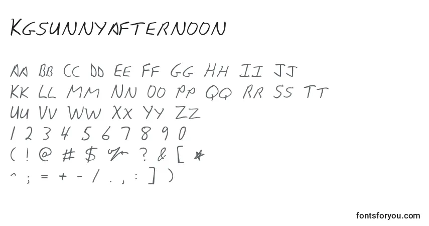 Schriftart Kgsunnyafternoon – Alphabet, Zahlen, spezielle Symbole