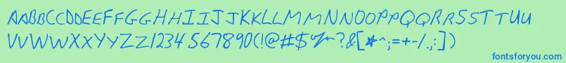 Kgsunnyafternoon Font – Blue Fonts on Green Background