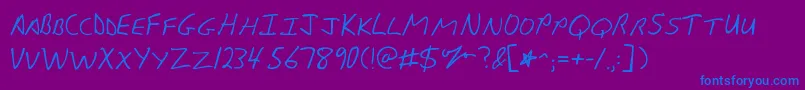 Шрифт Kgsunnyafternoon – синие шрифты на фиолетовом фоне