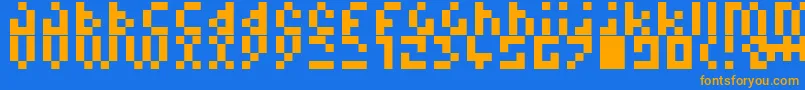 Pixelminimal Font – Orange Fonts on Blue Background