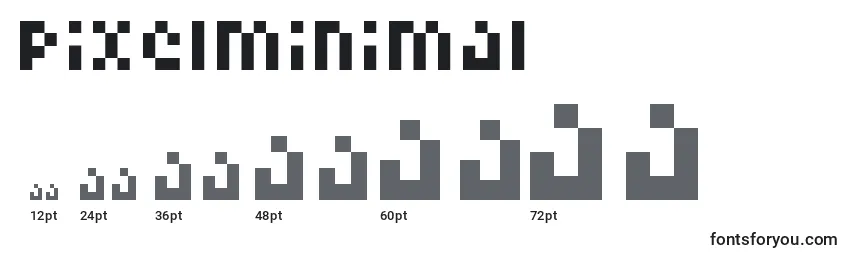 Pixelminimal-fontin koot