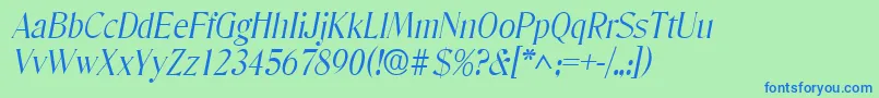 フォントDenverlhItalic – 青い文字は緑の背景です。