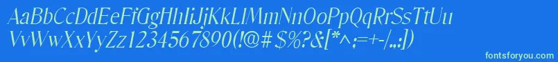 Saiba mais sobre a fonte DenverlhItalic Fonte DenverlhItalic – fontes verdes em um fundo azul