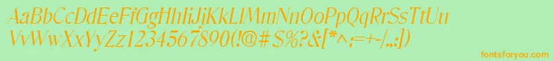 フォントDenverlhItalic – オレンジの文字が緑の背景にあります。