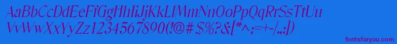 DenverlhItalic Font – Purple Fonts on Blue Background
