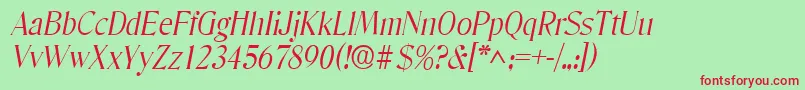 DenverlhItalic Font – Red Fonts on Green Background