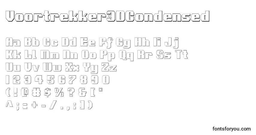 A fonte Voortrekker3DCondensed – alfabeto, números, caracteres especiais