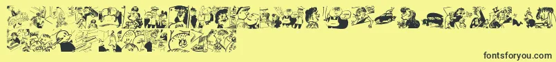 Menschenskinder-Schriftart – Schwarze Schriften auf gelbem Hintergrund