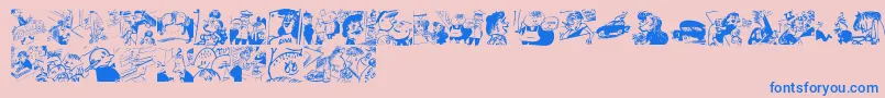 Menschenskinder-Schriftart – Blaue Schriften auf rosa Hintergrund