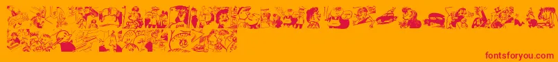 Fonte Menschenskinder – fontes vermelhas em um fundo laranja