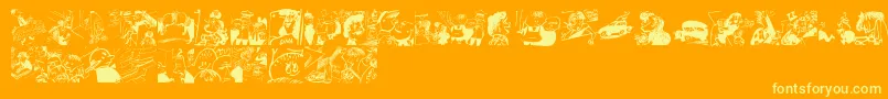 Шрифт Menschenskinder – жёлтые шрифты на оранжевом фоне
