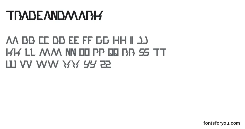Czcionka TradeAndMark – alfabet, cyfry, specjalne znaki