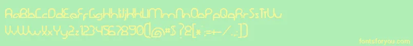 フォントDawnerBold – 黄色の文字が緑の背景にあります