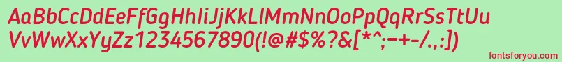 BloggerSansMediumItalic Font – Red Fonts on Green Background